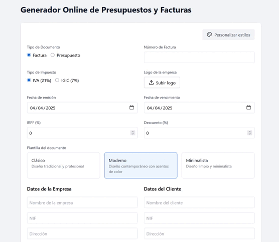 Generador Online de Facturas GRATIS